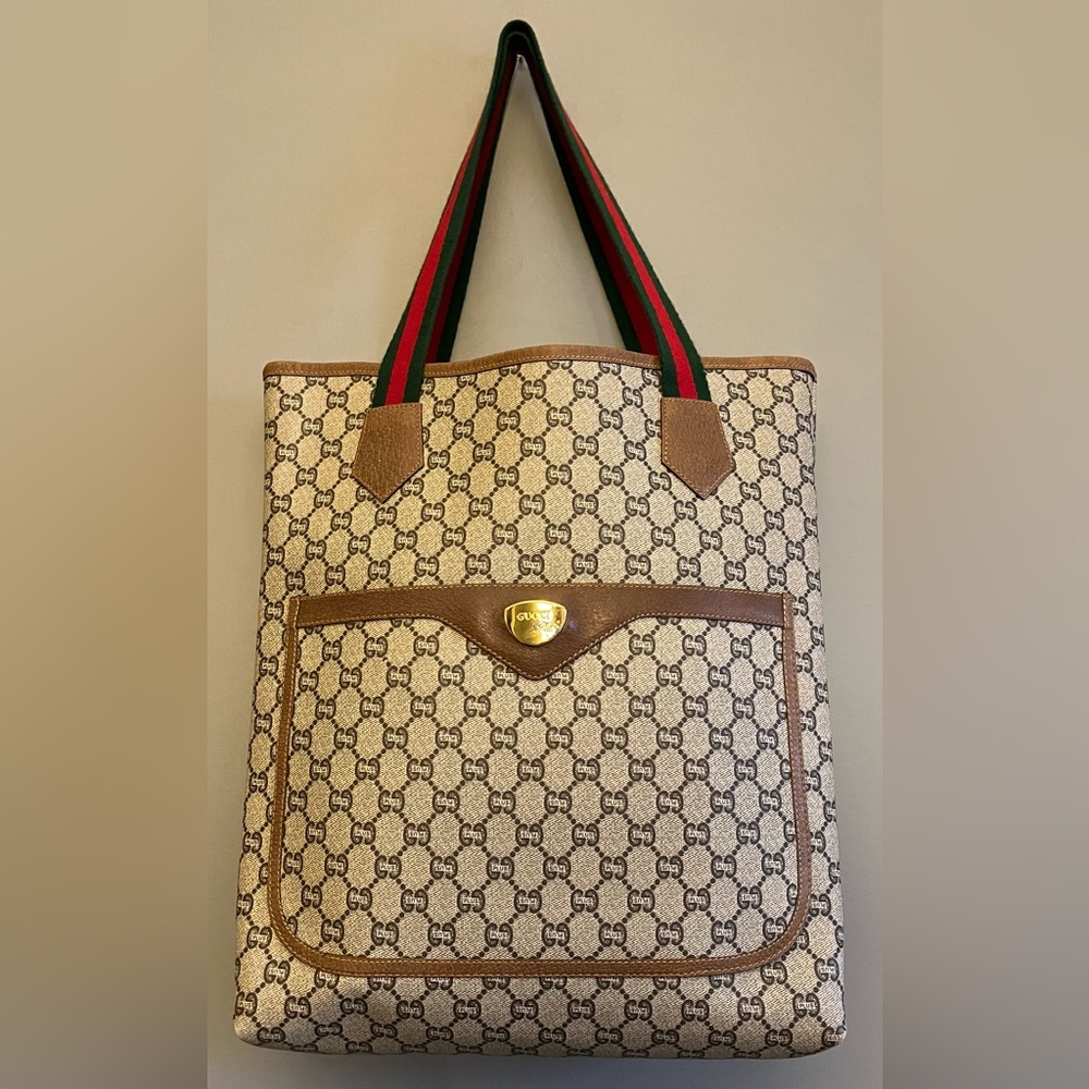 Authentic Vintage Gucci Supreme Beige and Brown Monogram Tote
